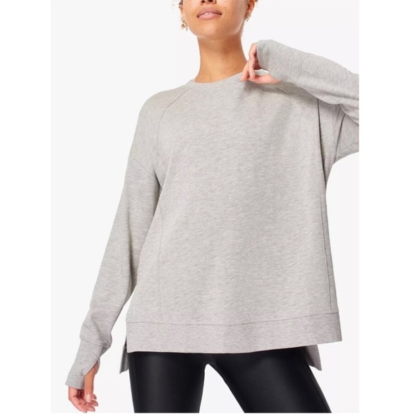 Sweaty Betty Sweaters - Sweaty Betty Grey Afterclass Longline Relaxed Fit Long Sleeve Sweatshirt Small